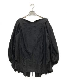 Mame Kurogouchi（マメクロゴウチ）の古着「Floral Pattern Silk Rayon Jacquard Laced-Back Blouse」｜ブラック