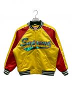 SUPREMEシュプリーム）の古着「21AW Mitchhell&Ness Sequin Logo Varsity Jacket」｜イエロー