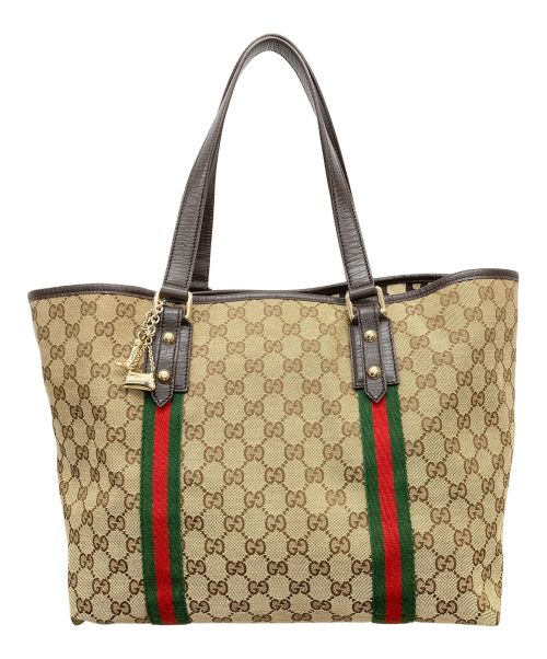 GUCCI（グッチ）GUCCI (グッチ) トートバッグ ベージュ×ブラウンの古着・服飾アイテム