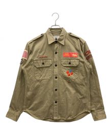 A BATHING APE（アベイシングエイプ）の古着「ワッペンサファリシャツ」｜ベージュ