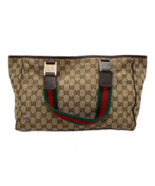 GUCCI（グッチ）の古着「ハンドバッグホースビット GGキャンバス」｜ベージュ