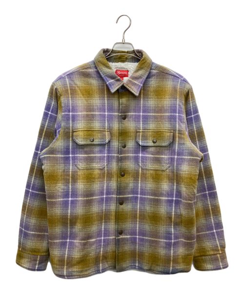 SUPREME（シュプリーム）SUPREME (シュプリーム) 22aw Shearling Lined Flannel Shirt パープル×イエロー サイズ:SIZE Lの古着・服飾アイテム