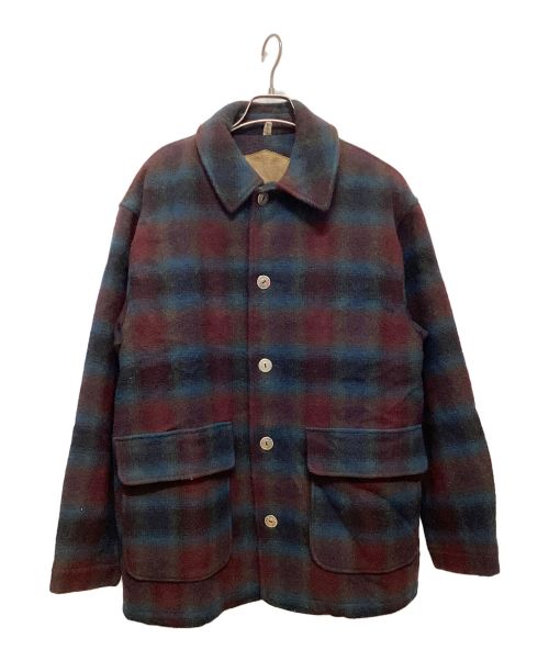 WOOLRICH（ウールリッチ）WOOLRICH (ウールリッチ) コンチョボタンウールコート レッド×グリーン サイズ:Ⅿの古着・服飾アイテム