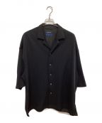 MAISON SPECIALメゾンスペシャル）の古着「オメガリブプライムオープンカラー半袖シャツ」｜ブラック