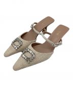 HER LIP TOハーリップトゥ）の古着「Tweed Crystal Mules」｜ベージュ