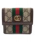 GUCCI（グッチ）の古着「フレンチフラップウォレット」｜ブラウン×グリーン