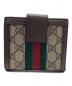 GUCCI (グッチ) フレンチフラップウォレット ブラウン×グリーン：28000円