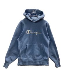 Champion REVERSE WEAVE（チャンピオン リバース ウィーブ）の古着「90’sロゴ刺繍スウェットパーカー」｜スカイブルー