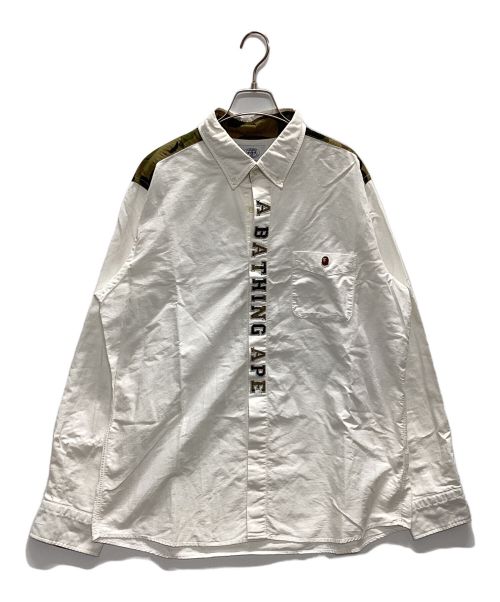 A BATHING APE（アベイシングエイプ）A BATHING APE (アベイシングエイプ) 1st CAMO APPLIQUE OXFORD BD SHIRT L/S ホワイト サイズ:XXLの古着・服飾アイテム