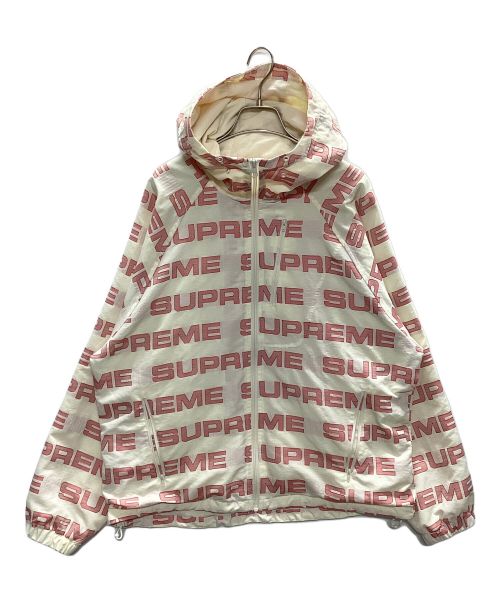 SUPREME（シュプリーム）SUPREME (シュプリーム) 21AW LOGO RIPSTOP HOODED TRACK JACKET ベージュ×レッド サイズ:Mの古着・服飾アイテム