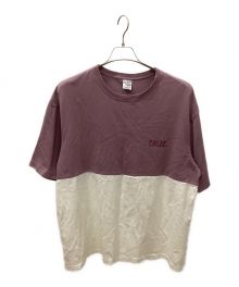 CALEE（キャリー）の古着「DROP SHOULDER LOGO EMBRIODERY T」｜ピンク×ホワイト