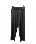 ATTACHMENTアタッチメント）の古着「HARD TWISTED WOOL TROPICAL BELTED PANTS」｜グレー