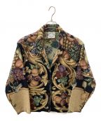 SUGAR STREETストリートシュガー）の古着「Beautiful European Pattern Vintage Loose Goblin Jacket」｜ネイビー×グリーン