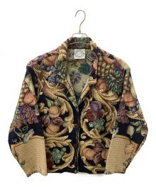 SUGAR STREET（ストリートシュガー）の古着「Beautiful European Pattern Vintage Loose Goblin Jacket」｜ネイビー×グリーン