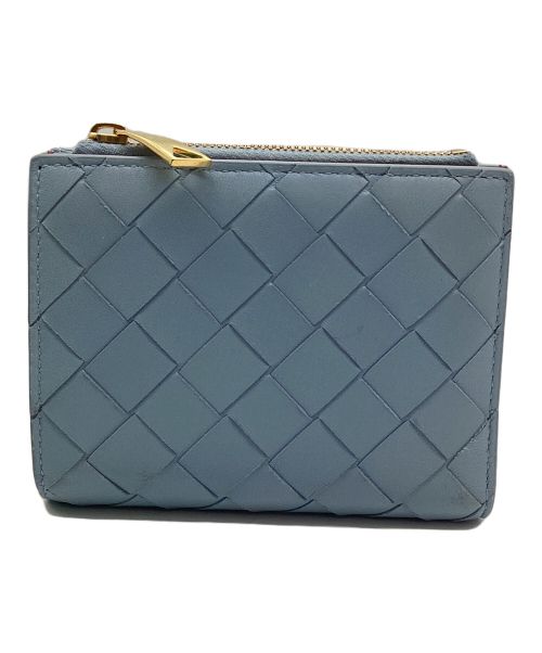 BOTTEGA VENETA（ボッテガベネタ）BOTTEGA VENETA (ボッテガベネタ) イントレチャートスモールウォレット スカイブルー×レッドの古着・服飾アイテム