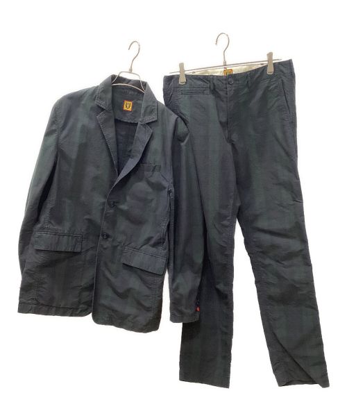 HUMAN MADE（ヒューマンメイド）HUMAN MADE (ヒューマンメイド) シアサッカーセットアップ ブルー×グリーン サイズ:Ⅿの古着・服飾アイテム