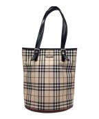 BURBERRY BLUE LABELバーバリーブルーレーベル）の古着「バケツ型トートバッグ」｜ベージュ×ブラック