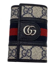 GUCCI（グッチ）の古着「6連キーケース/シェリーライン」｜ネイビー