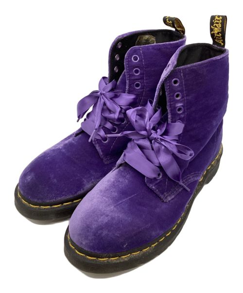 Dr.Martens（ドクターマーチン）Dr.Martens (ドクターマーチン) 8ホールベロアブーツ パープル サイズ:24.5の古着・服飾アイテム