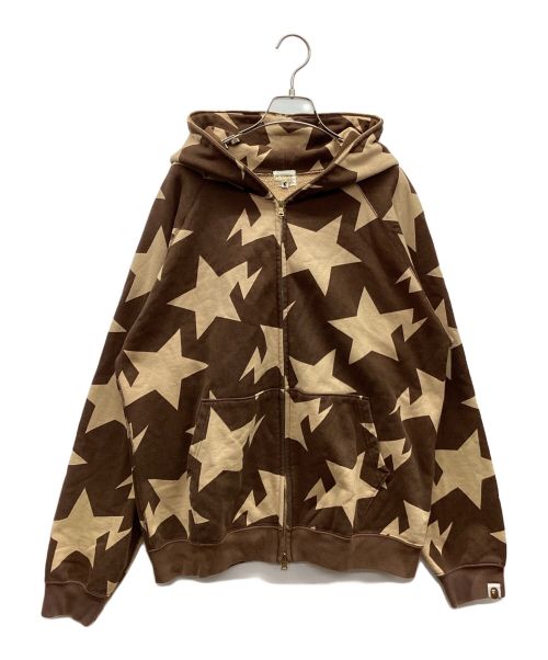 A BATHING APE（アベイシングエイプ）A BATHING APE (アベイシングエイプ) ジップパーカー ブラウン×ベージュ サイズ:Mの古着・服飾アイテム