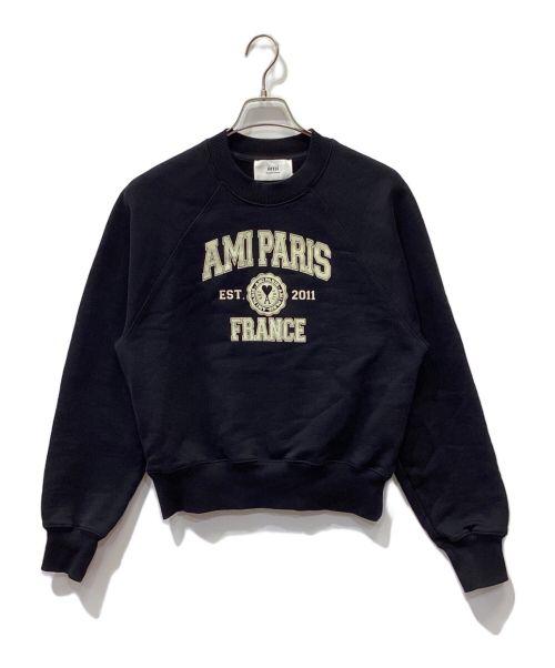 AMI Alexandre Mattiussi（アミ アレクサンドル マテュッシ）AMI Alexandre Mattiussi (アミ アレクサンドル マテュッシ) 22AW FRANCE ロゴ プリント スウェット ブラック サイズ:XSの古着・服飾アイテム