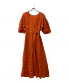 Linen Madam Dress L'Appartementリネンマダムドレスアパルトモン）の古着「リネンワンピース」｜オレンジ