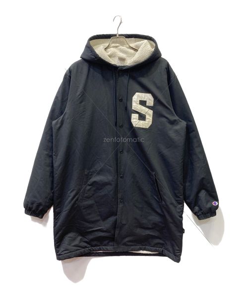 stussy（ステューシー）stussy (ステューシー) Champion (チャンピオン) ボアベンチコート ブラック サイズ:XLの古着・服飾アイテム