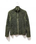 beautiful peopleビューティフルピープル）の古着「poliester cord wool rib zip cardiganドライバーズニット」｜ブラック×グリーン