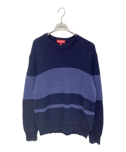 SUPREME（シュプリーム）SUPREME (シュプリーム) TonalStripe CrewneckSweater ネイビー×ブルー サイズ:Mの古着・服飾アイテム