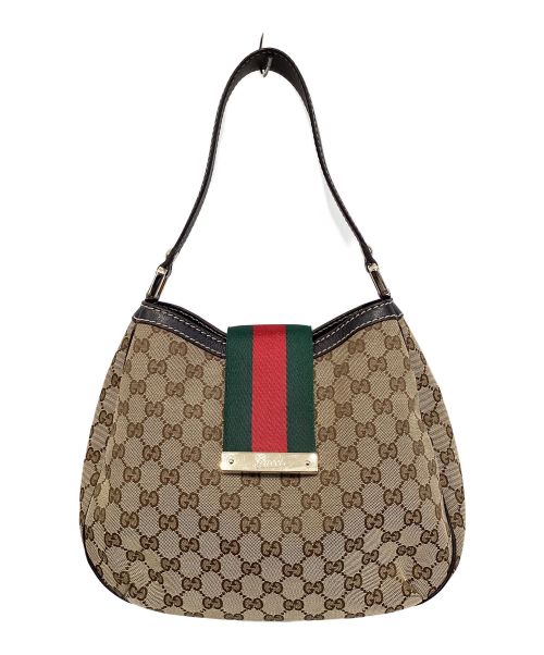 GUCCI（グッチ）GUCCI (グッチ) ワンショルダーバッグ ベージュ×ブラウンの古着・服飾アイテム