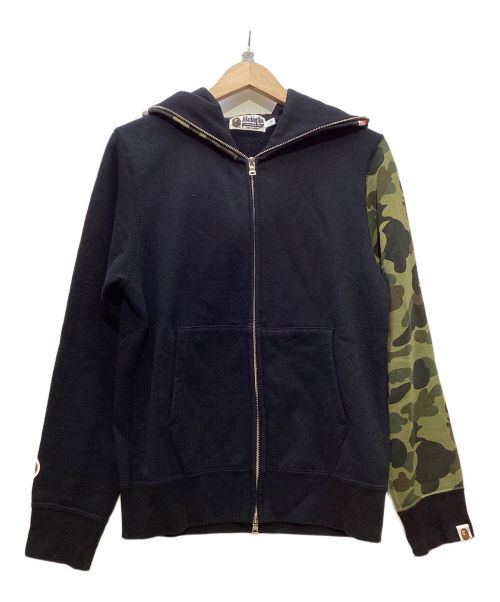 A BATHING APE（アベイシングエイプ）A BATHING APE (アベイシングエイプ) フルジップパーカー グリーン×ブラック サイズ:Sの古着・服飾アイテム