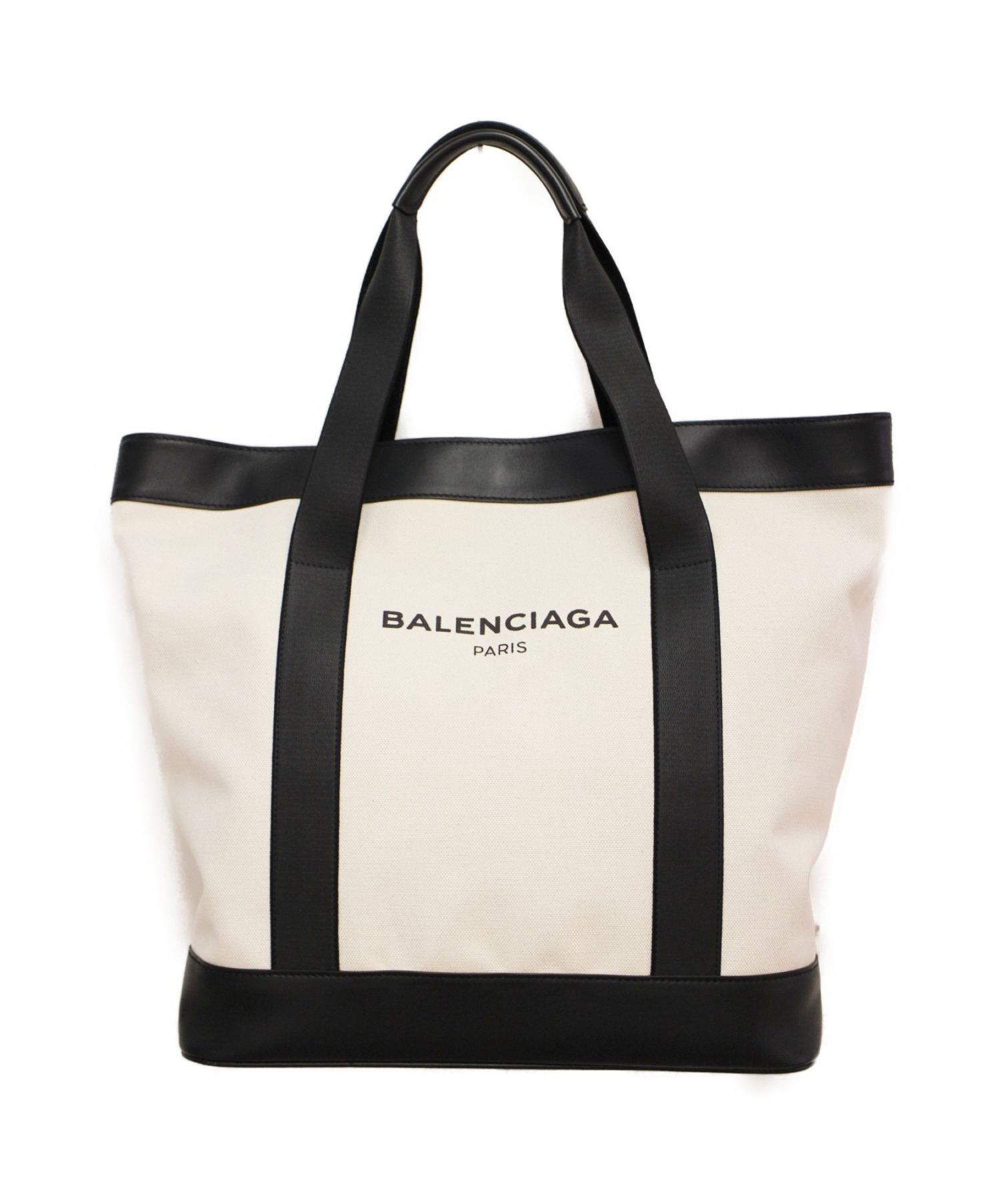 BALENCIAGA (バレンシアガ) ロゴキャンバストートバッグ ホワイト×ブラック サイズ:-