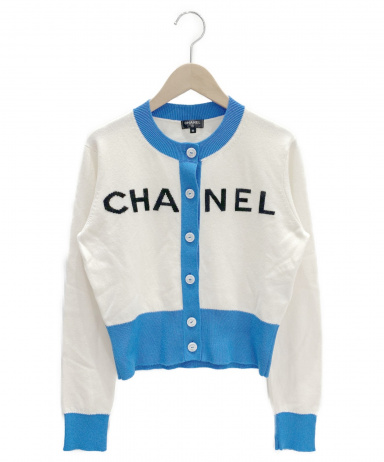 【中古・古着通販】CHANEL (シャネル) ロゴカーディガン ホワイト