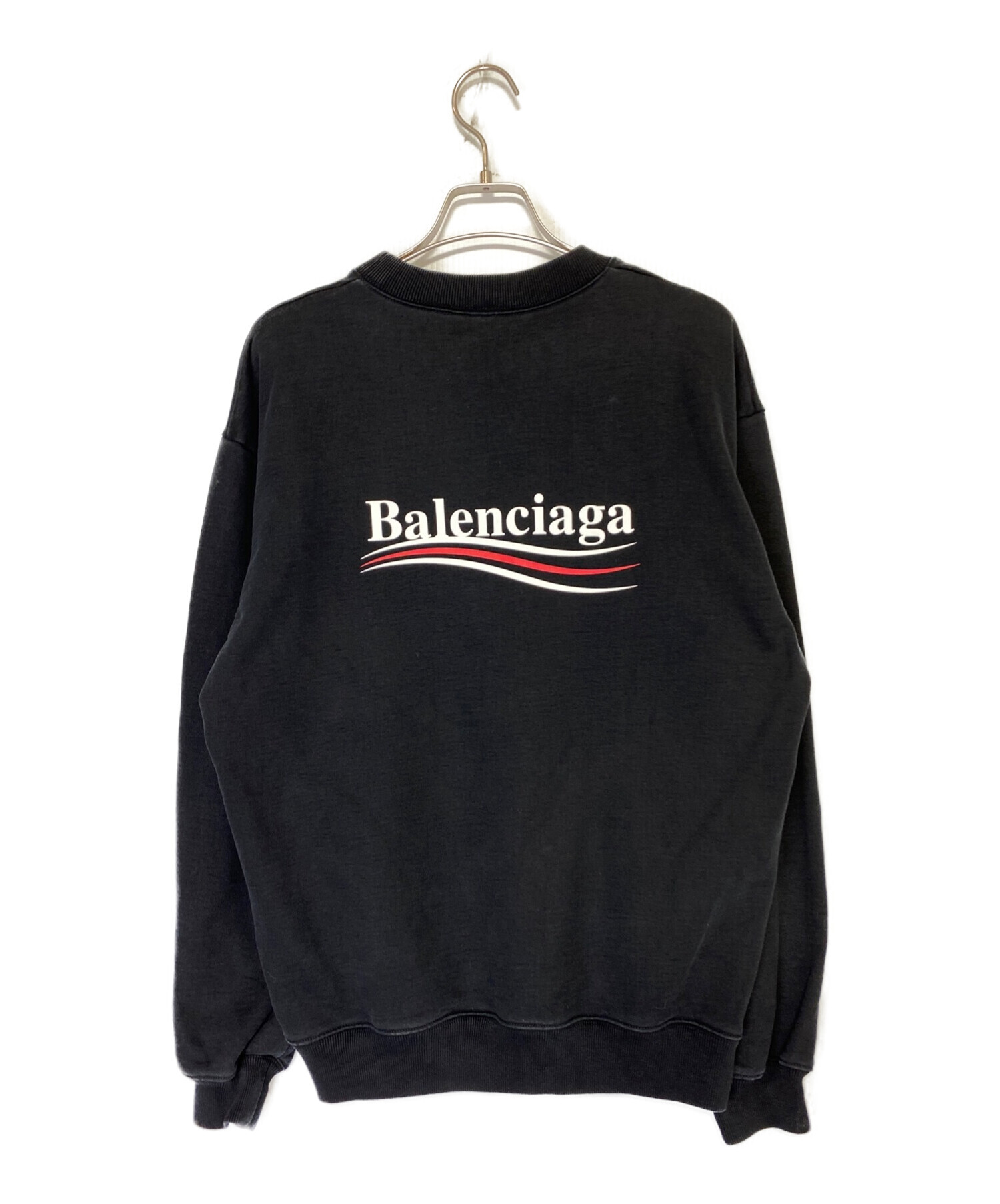 74%OFF!】 BALENCIAGA スウェット スモールロゴ クルーネック ブラック