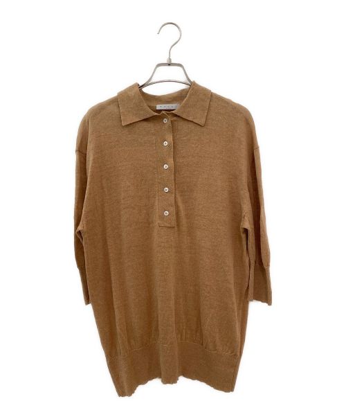 HAVEL studio（ハーヴェル スタジオ）HAVEL studio (ハーヴェル スタジオ) LINEN POLO KNIT キャメル サイズ:38の古着・服飾アイテム