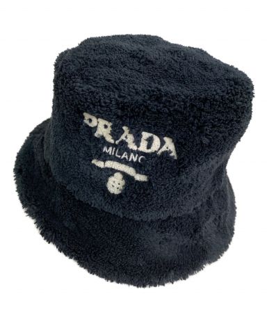 【中古・古着通販】PRADA (プラダ) パイルバケットハット ブラック