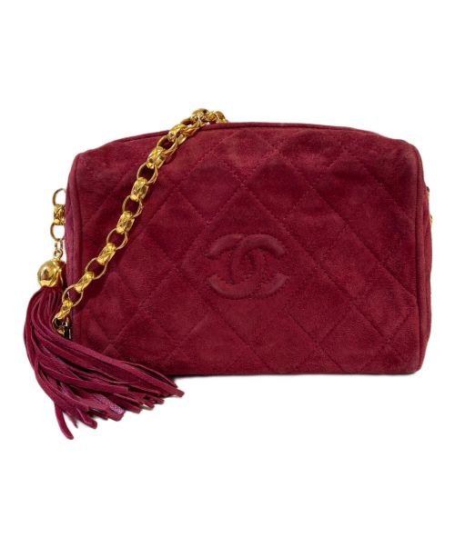 CHANEL（シャネル）CHANEL (シャネル) フリンジ・ビジューショルダーバッグ ボルドーの古着・服飾アイテム