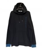 GIVENCHYジバンシィ）の古着「Vertical Embroidered Logo Hoody」｜ブラック×ブルー