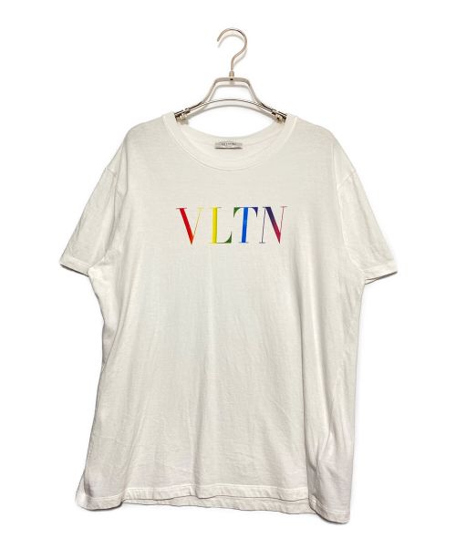 VALENTINO（ヴァレンティノ）VALENTINO (ヴァレンティノ) マルチカラーロゴデザインTシャツ ホワイト×トレインボー サイズ:Lの古着・服飾アイテム