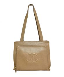 CHANEL（シャネル）の古着「COCO Mark Leather Tote Bag（ココマークレザートートバッグ）」｜オリーブ