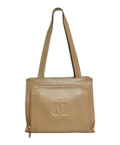 CHANEL（シャネル）CHANEL (シャネル) COCO Mark Leather Tote Bag（ココマークレザートートバッグ） オリーブ サイズ:-の古着・服飾アイテム