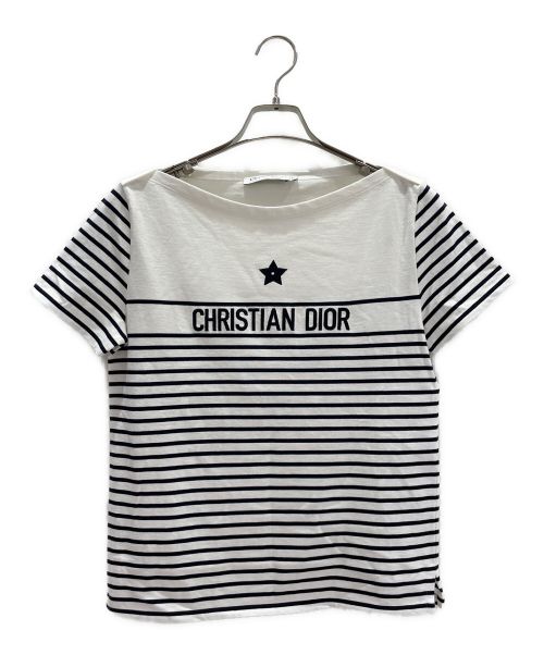 Christian Dior（クリスチャン ディオール）Christian Dior (クリスチャン ディオール) ボーダーTシャツ ホワイト×ネイビー サイズ:Lの古着・服飾アイテム