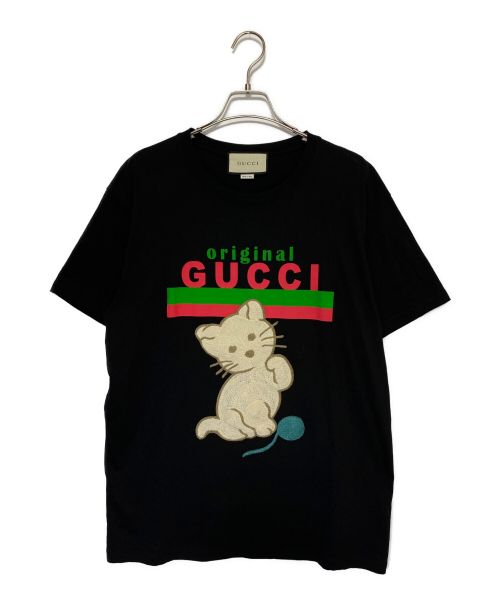 GUCCI（グッチ）GUCCI (グッチ) キャット刺繍Tシャツ ブラック サイズ:Sの古着・服飾アイテム