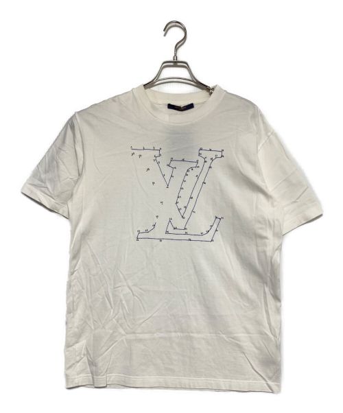 LOUIS VUITTON（ルイ ヴィトン）LOUIS VUITTON (ルイ ヴィトン) LV刺繍ロゴTシャツ ホワイト×ブルー サイズ:Lの古着・服飾アイテム