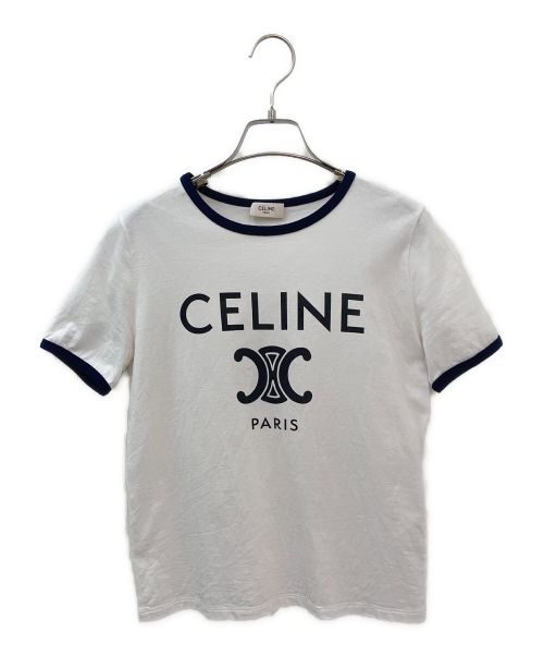 CELINE（セリーヌ）CELINE (セリーヌ) トリオンフリンガーTシャツ ホワイト×ネイビー サイズ:XSの古着・服飾アイテム