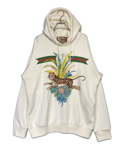 GUCCI（グッチ）GUCCI (グッチ) TIGER HOODED SWEATSHIRT ベージュ サイズ:Ｍの古着・服飾アイテム