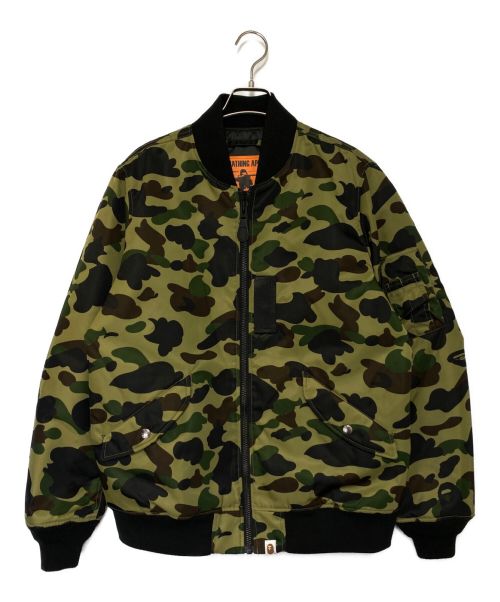 A BATHING APE（アベイシングエイプ）A BATHING APE (アベイシングエイプ) 1ST CAMO NYLON TWILL MA-1 グリーン サイズ:Lの古着・服飾アイテム