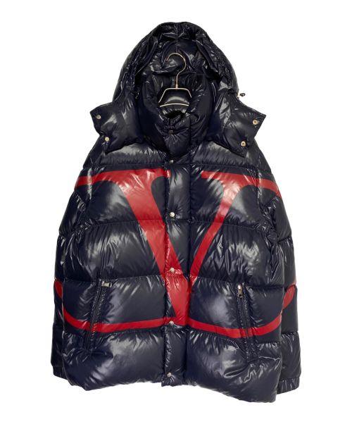 MONCLER（モンクレール）MONCLER (モンクレール) VALENTINO (ヴァレンティノ) ダウンジャケット ネイビー×レッド サイズ:52の古着・服飾アイテム