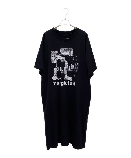 MM6 Maison Margiela（エムエムシックス メゾンマルジェラ）MM6 Maison Margiela (エムエムシックス メゾンマルジェラ) プリントTシャツワンピース ブラック サイズ:Sの古着・服飾アイテム