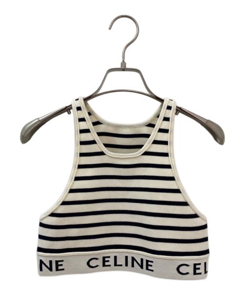 CELINE（セリーヌ）CELINE (セリーヌ) ストライプ アスリート ブラ / メッシュ ホワイト×ブラック サイズ:Sの古着・服飾アイテム